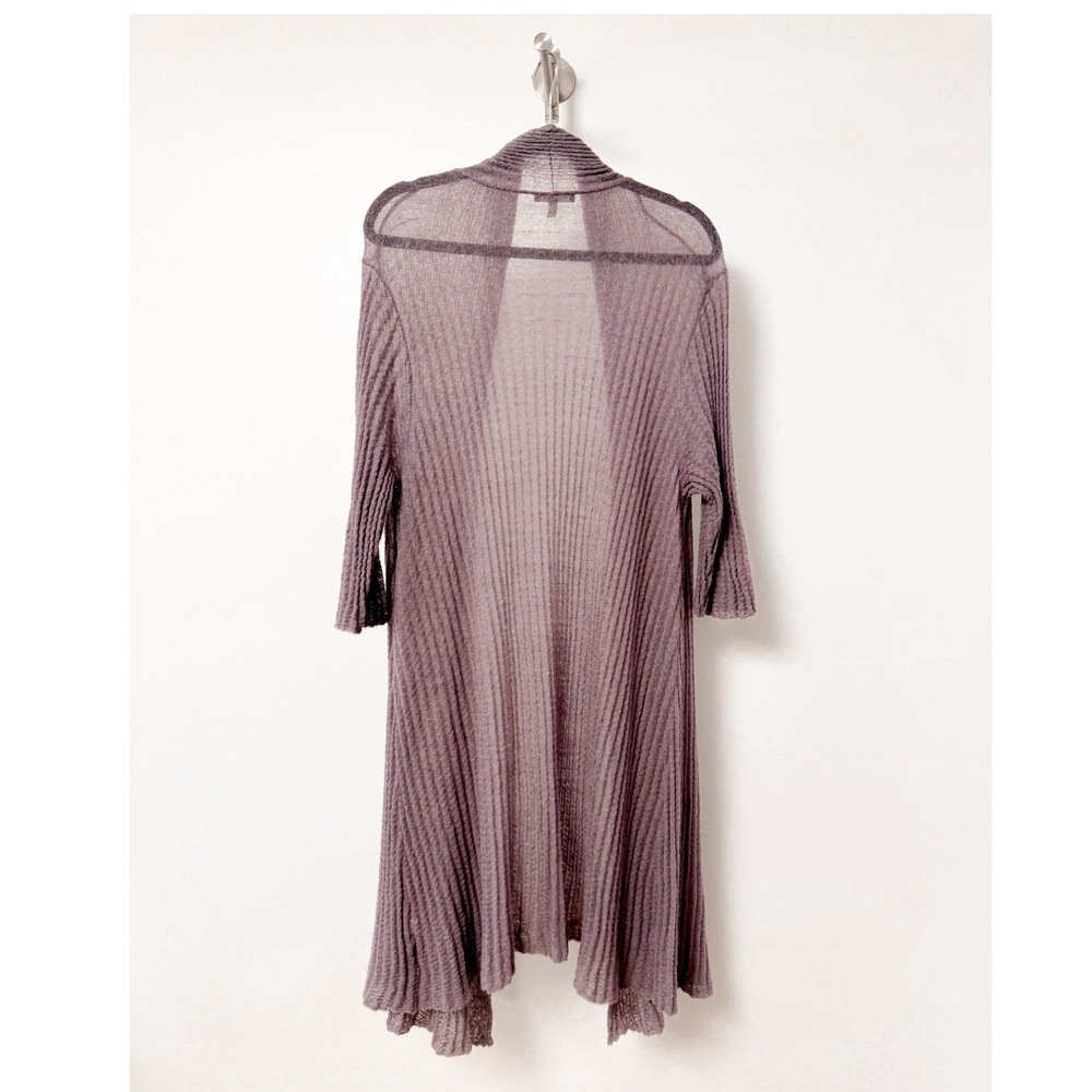 Eileen Fisher XL Mohair Blend Ribbed Longline Duster Cardigan Lavender Italian - Picture 2 of 8
